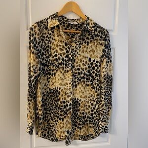 Rose & Olive Animal Print Blouse Size Small Oversized